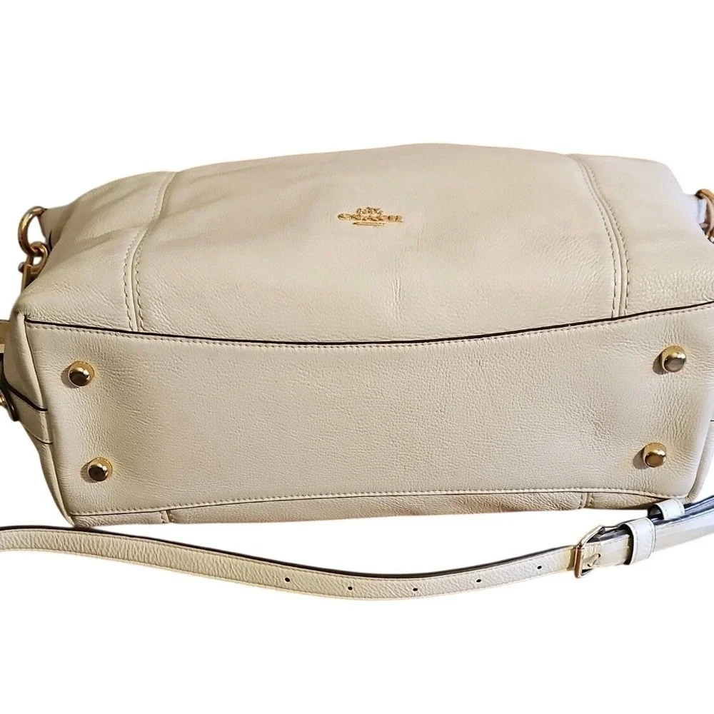 Coach Kelsey Satchel Chalk White Pebble Leather Handbag F59325‎ Gold Hardware
